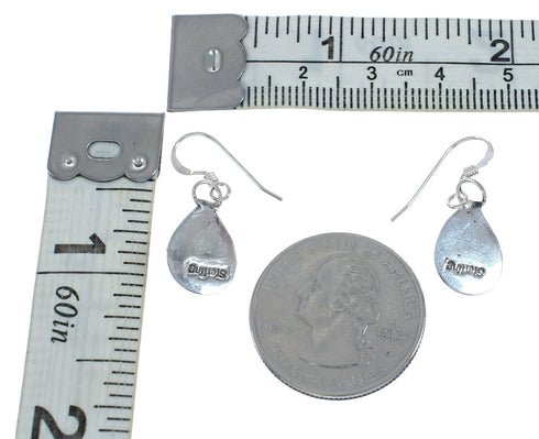 Genuine Sterling Silver Malachite Bear Paw Navajo Indian Dangle Earrings NN20312